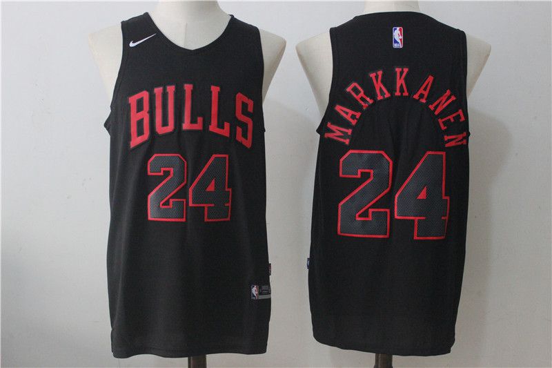 Men Chicago Bulls 24 Markkanen Black NBA Jerseys